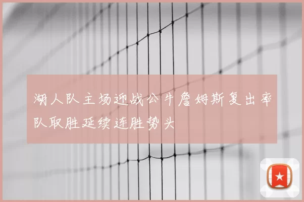 湖人队主场迎战公牛詹姆斯复出率队取胜延续连胜势头